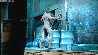 Catwoman and Wolverine meet up in a dark alley to fuck