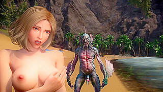 It came from the Sea - Deep Ones attack hot blonde in 3d monster porn threesome