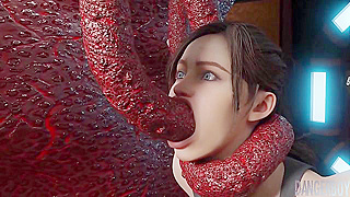 Into Space 1 - Resident Evil Claire double penetrated by tentacles