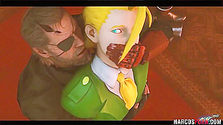 Blonde Cammy from Street Fighter gets thigh fucked by dirty general