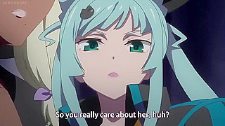 Hot anime babes turn in to weapons and cars after lesbian kissing
