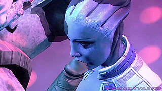 Fallen Heroine - Monster from Mass Effect with a big dick face fucks Liara T'soni