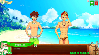 Russian Voiced Anime Game – Taiga's Sexy Trunks Heat Up The Friends Camp Yaoi Adventure