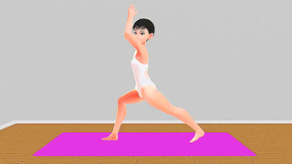 Anime Yoga Chick Stretches for Leo's Pleasure in naughty Cartoon Action