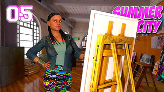 Hot ebony teacher Denise seduces students in summer city adventure.