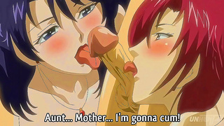 Horny Step Mom & Aunt Seduce Young Boy for Threesome Blowjob Fun