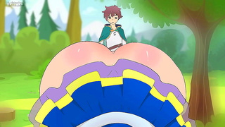 Aqua's Short Skirt Seduces Kazuma for Hot MILF Anime Action & Cum Inside