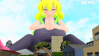Giantess Lucoa Enchants Shouta for Size Growth Fun in 3D Hentai Cityscape