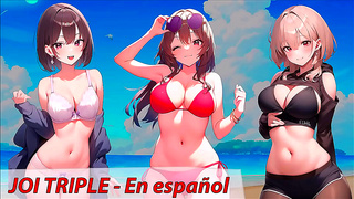 Three Anime Friends Guide You Through Hot JOI Masturbation Session