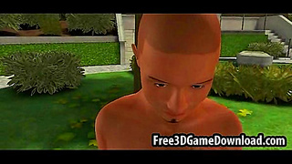Sexy 3D Cartoon Babe in Red Dress Gives Intense Blowjob