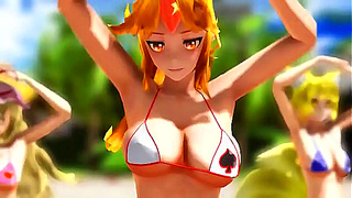 3D Hentai Bicini Babe DancesErotically With Seductive Poker Face