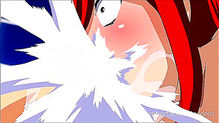 Erza Gives Dream Blowjob With Panties & Cums Hot In Fairy Tail XXX Parody