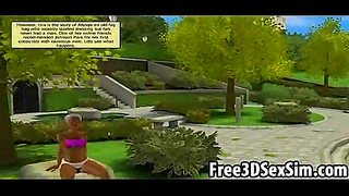 Foxy 3D Cartoon Ebony Babe Sucks & Fucks Group In Park