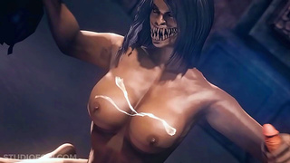 Mileena’s 3D Hentai Handjob & Cowgirl Action With Demon Lovers