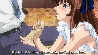 Stretta 1 - Busty maid slave gives a wet blowjob at full service maid cafe