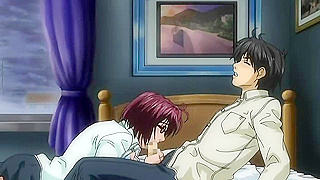 Horny hentai schoolgirl ties up dude, pisses on him, then rides his cock