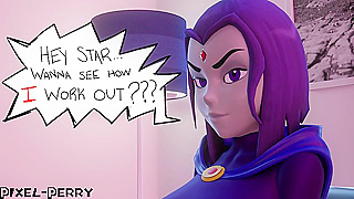Raven conjures a futa cock and then ass fucks starfire
