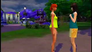 Lesbian Sims Anime Girls Get Intimate With Passionate Kisses And Touching