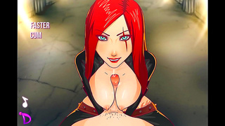 Katarina Gives Intense Blowjob & Handjob in Anime Anal Sex Scene