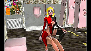 Harley Quinn Fucks Intensely in Bathroom for Hot Hentai Action