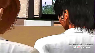 Horny 3D Hentai Teacher Fucks Student Hard In Anime Classroom Scene