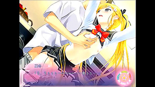 Blonde School-Girl Teen Gets Horny In Erotic Anime Eroge Session