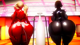 Ann and Makoto Inflate Hourglass Bodies for Steamy 3D Anime Action