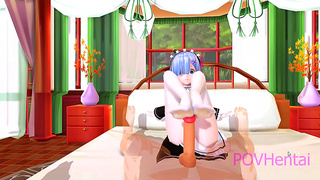 18-Year-Old Rem The Maid Gives Amazing Anime Blowjob In Re-Zero Parody
