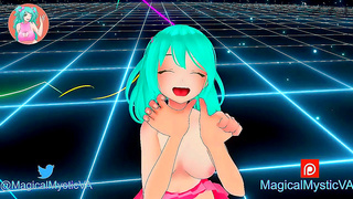 Cute Anime CamGirl Sucks Dick Passionately in Virtual Reality Live Stream