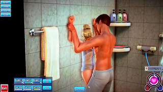 Blonde Honey Select Babe Gets Fucked in Shower With Bathrobe On