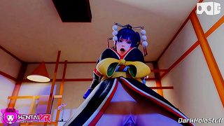 Nyotengu's Japanese Outfit Massage Ends With HotCowgirl Riding Action