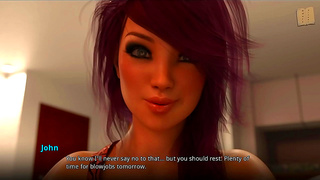 Three Hentai Teens With Varied Tits Try To Seduce John In Ecchi VN Scene