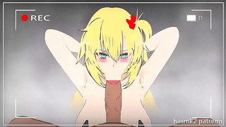 HoloLive Akai Gives Intense Anime Blowjob With Facial Finish