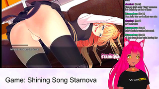 Lewd VTuber Neko Spanks Big-Busted Anime Girls In Shining Song Starnova Scene