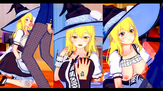 Marisa Kirisame Rubs Her Huge Tits & Gives Intense Blowjob in 3D Hentai Eroge