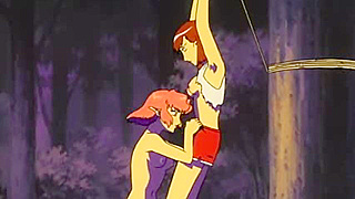 Lesbian vampire ties up schoolgirl and bites her naked body