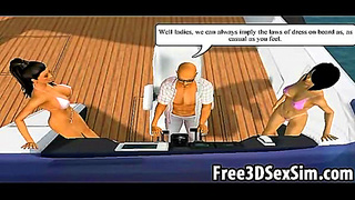 Gorgeous 3D cartoon hotties going for a boat ride