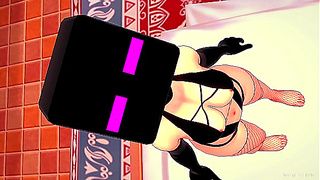 Girl 18+friend uses Enderman mask to play (3D hentai)