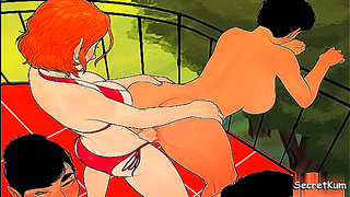 The Mess part 2 - Submissive Maid gets Fucked doggystyle on balcony by her horny futa boss
