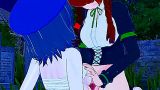 (Futa) Kaenbyou Rin fucks Yoshika Miyako!
