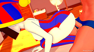 Pomni (digital circus) is only wearing a towel and wants to fuck (hentai version)