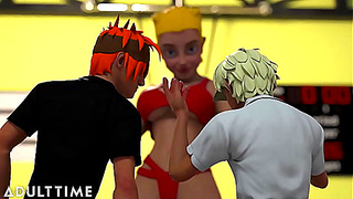 ADULT TIME - Big Titty Hentai Gym Teacher Shows The Class How To Give Head