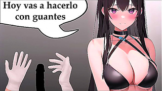 JOI HENTAI'expert teacher in handjobs Using gloves
