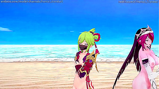 Genshin Impact: [MMD] Rockabye (Rosaria'Kuki Shinobu)