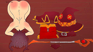 Megumin is completely naked next to things, bowing her head and asking a black man to fuck her ! God's Blessing on This Wonderful World Hentai Cartoon Parody KonoSuba !