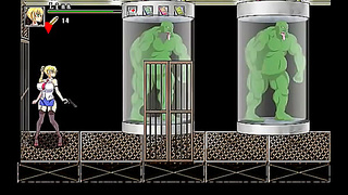Hot blonde in sex with men in porn hentai game