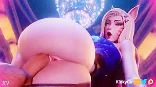 Ahri KDA seduces in a steamy hentai 3D scene with intense passion