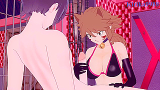 Intense action with Jenny Realight and Millianna from Fairy Tail world