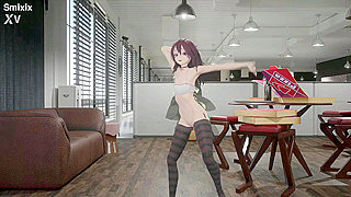 Red-Haired Gothic Schoolgirl Softly Dances While Revealing Her Body for You