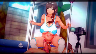 Nude Anime Dancer Gets Handjob While Rhythming Big-Tits To Music Game Beats